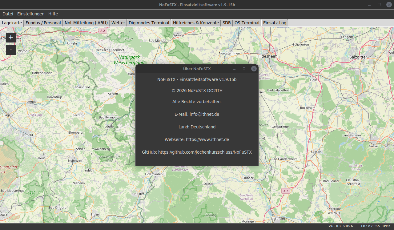 Screenshot der NoFuS-TX-Software
